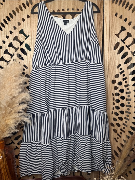 torrid Dresses & Skirts - torrid Navy & White Striped Tiered V-Neck Maxi Dress